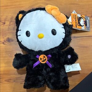 Hello Kitty Plush Sidestepper in Black and Orange Cat Halloween Outfit